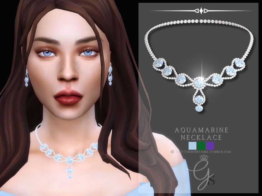 Aquamarine Necklace Sims 4 CC