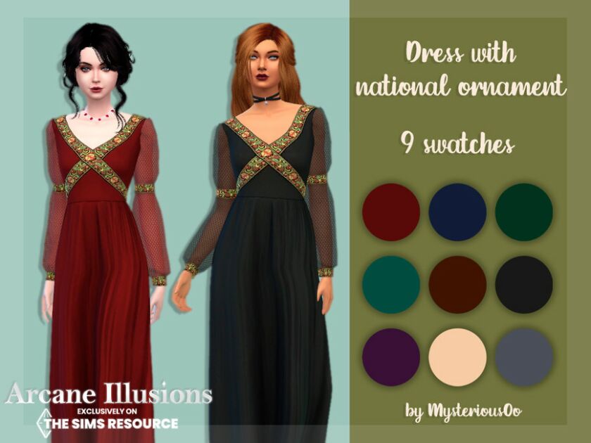 Arcane Illusions Dress With National Ornament Sims 4 CC