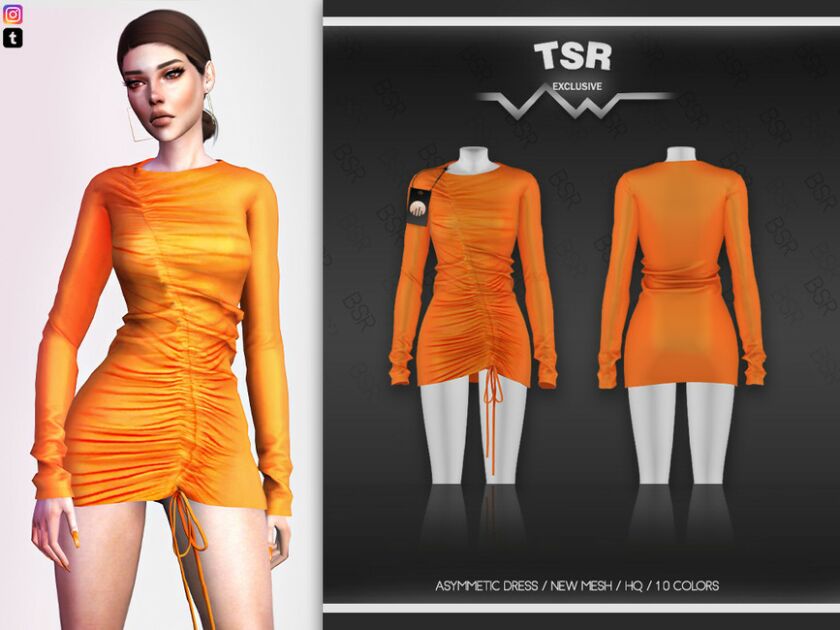 Asymmetic Dress BD492 By Busra-Tr Sims 4 CC