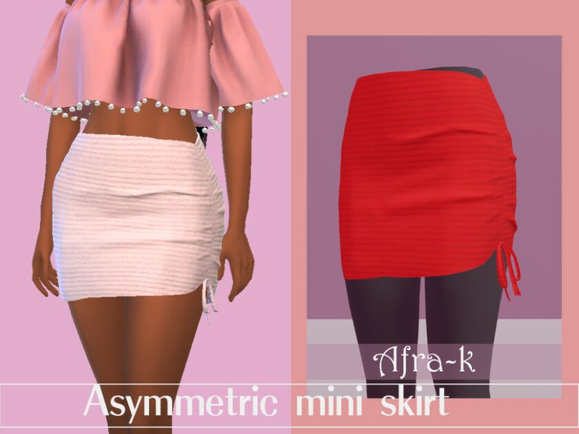 Asymmetric Mini Skirt By Akaysims Sims 4 CC