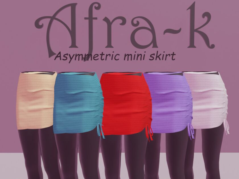 sims 4 cc asymmetric mini skirt by akaysims 2