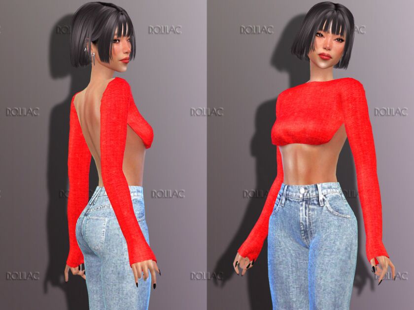 Backless Crop TOP 1 [SET] DO198 Sims 4 CC