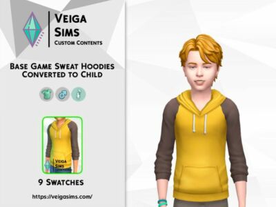 Base Game Sweat Hoodies Converted For Child Sims 4 CC