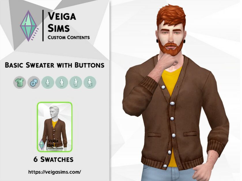 Basic Sweater With Buttons Sims 4 CC