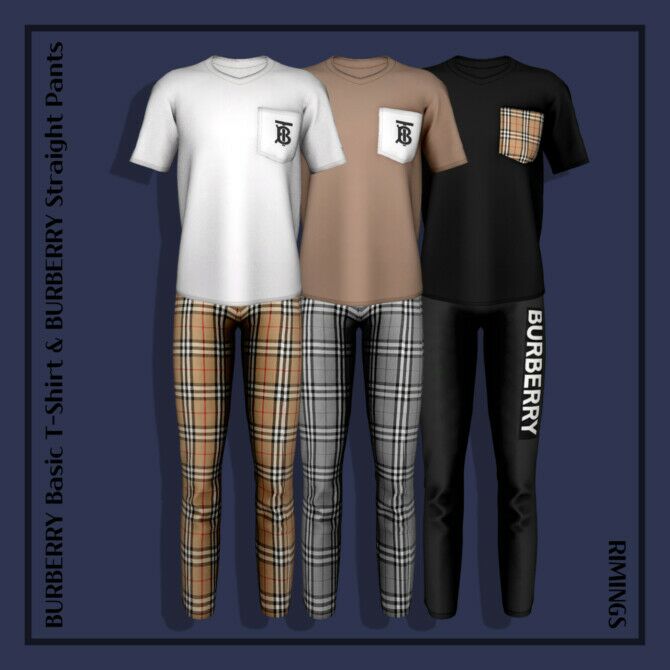 Basic T-Shirt & Straight Pants By Rimings Sims 4 CC