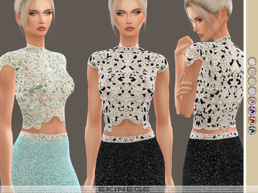 Beaded Cropped TOP By Ekinege Sims 4 CC