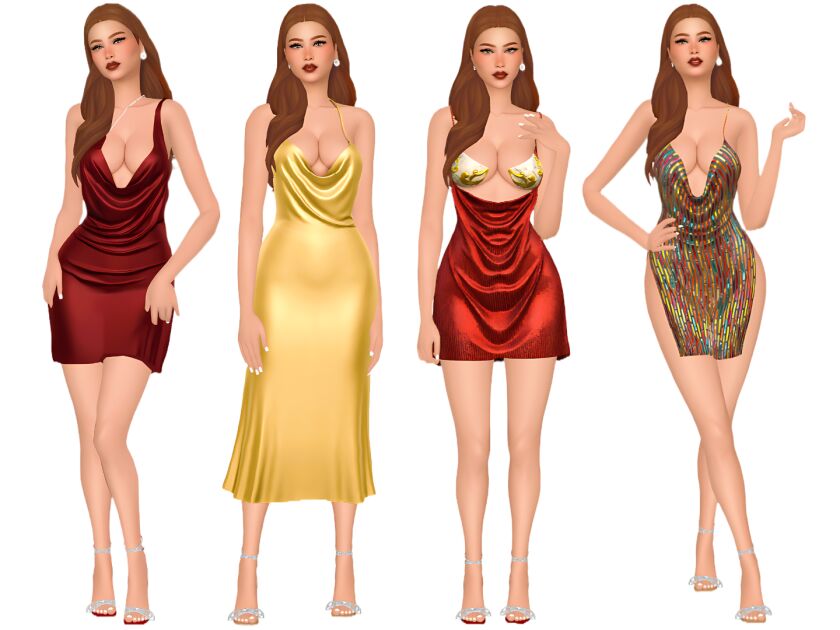 Dress Lookbook – Formal Dresses; Draped Style Sims 4 CC