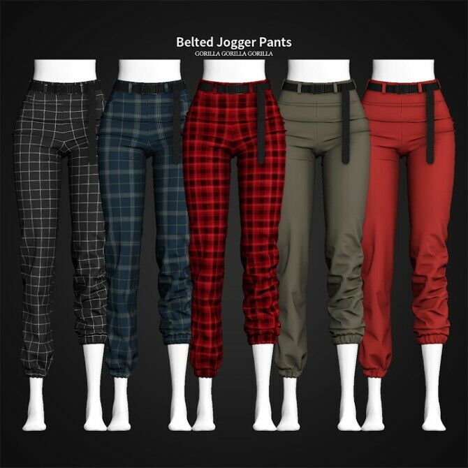 Belted Jogger Pants By Gorilla Sims 4 CC