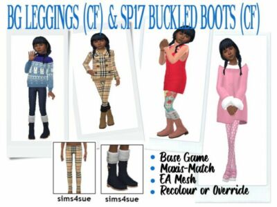 BG Leggings & SP17 Buckled Boots (CF) Sims 4 CC