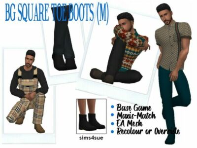 BG Square TOE Boots (M) Sims 4 CC