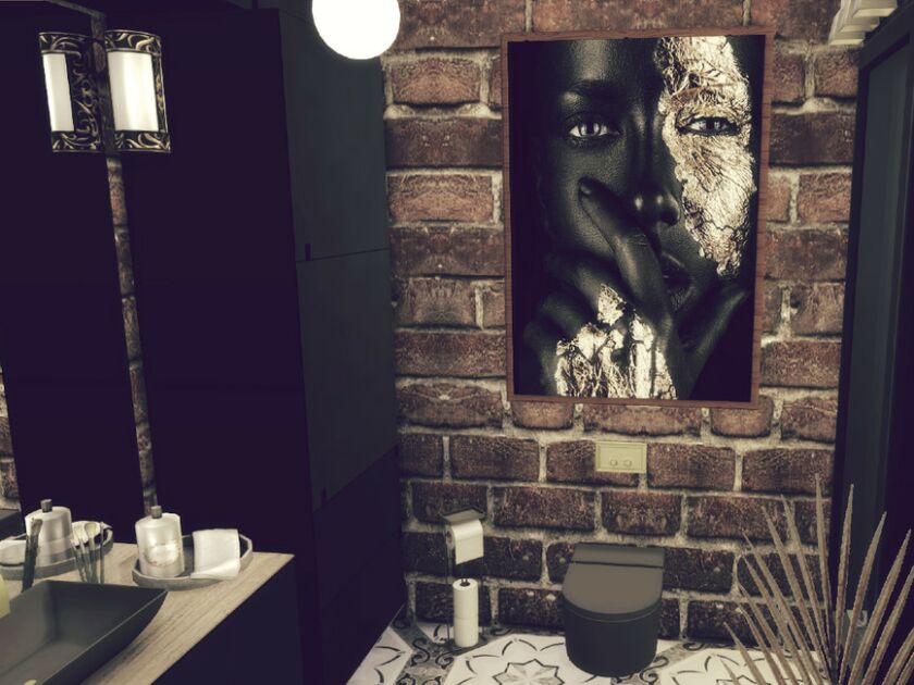 sims 4 cc black bathroom by genkaiharetsu 2