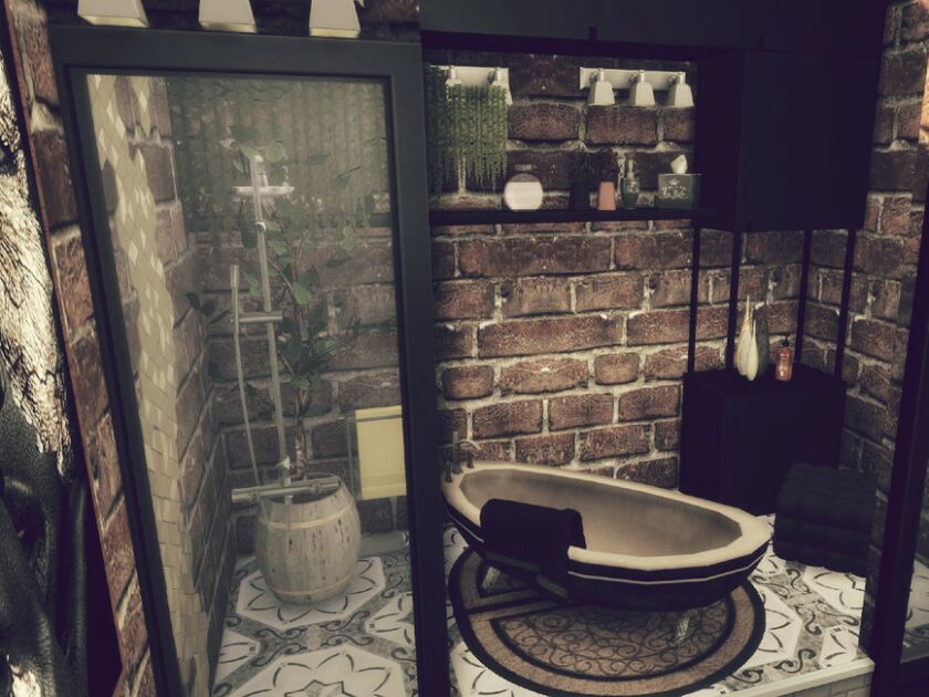 sims 4 cc black bathroom by genkaiharetsu 4