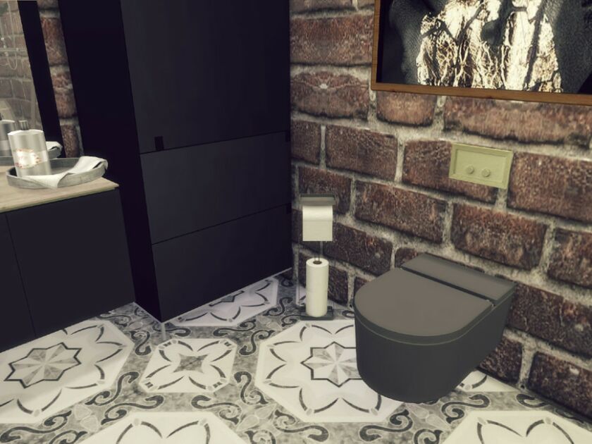 sims 4 cc black bathroom by genkaiharetsu 6