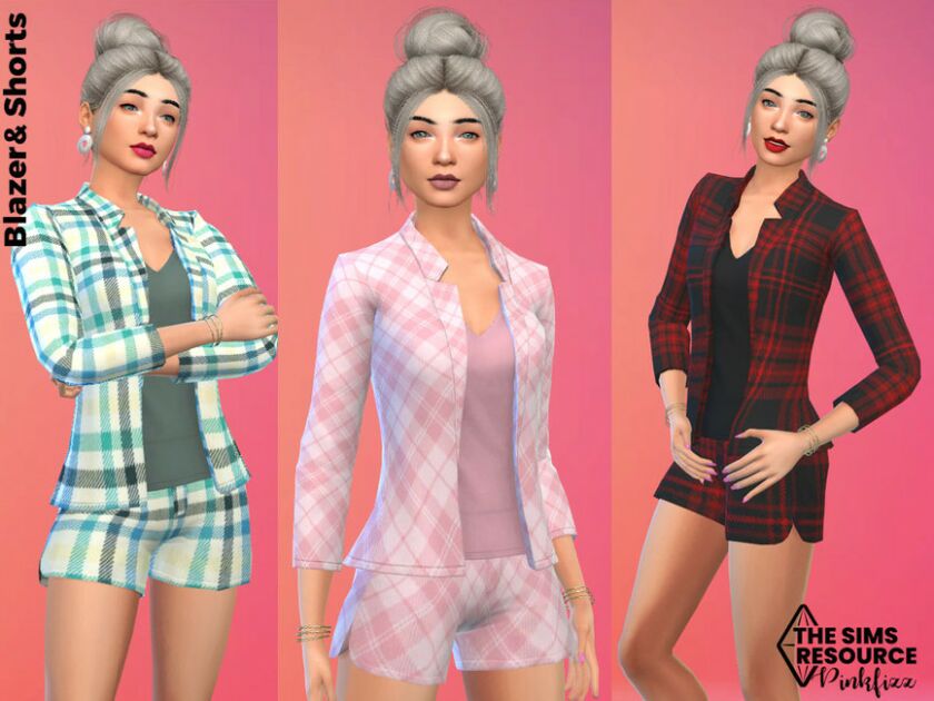 Blazer & Shorts SET By Pinkfizzzzz Sims 4 CC