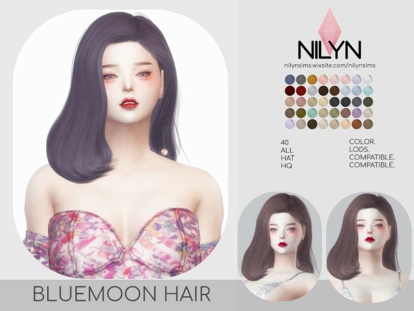 Bluemoon Hair – NEW Mesh By Nilyn Sims 4 CC