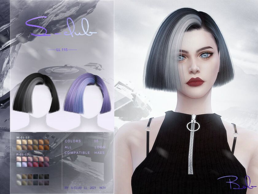 BOB Hair (Nana) By S-Club By S-Club Sims 4 CC