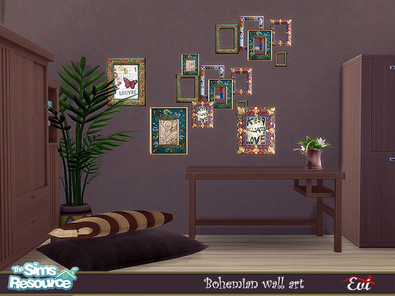 sims 4 cc bohemian wall art by evi 2