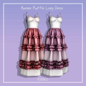 Bustier Ruffle Long Dress By Rimings Sims 4 CC