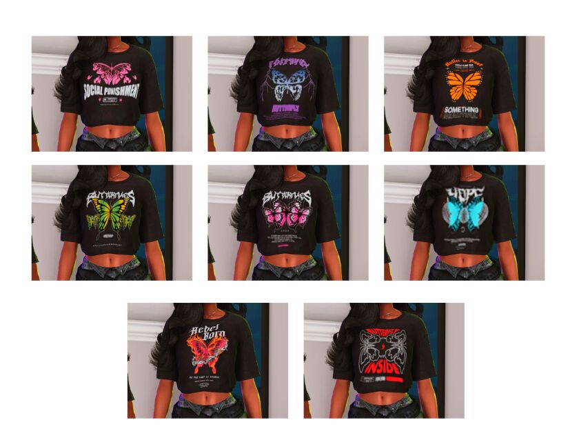 sims 4 cc butterfly graphic tees comes w 10 swatches 2 2