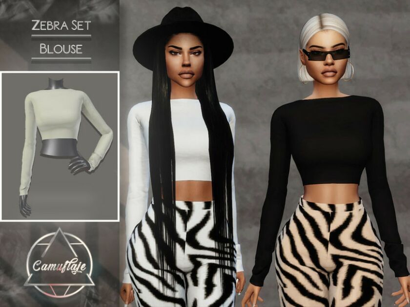 Camuflaje – Zebra SET (TOP) By Camuflaje Sims 4 CC