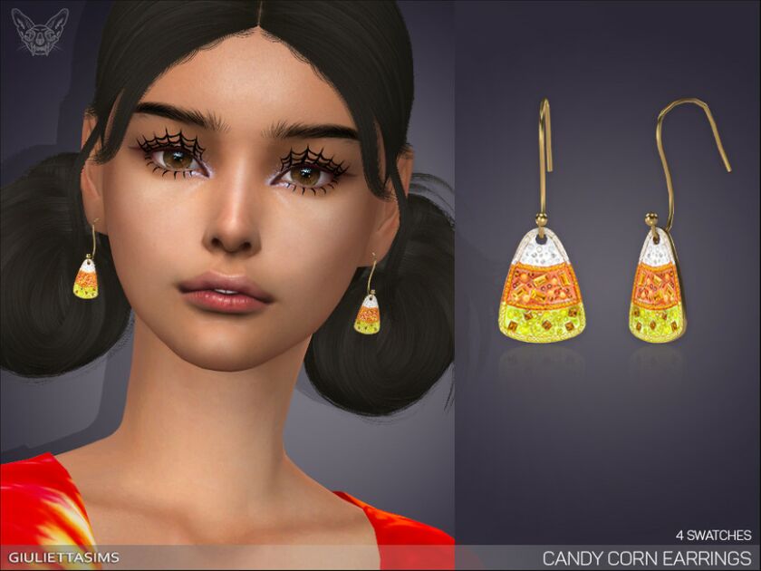 Candy Corn Earrings By Feyona Sims 4 CC