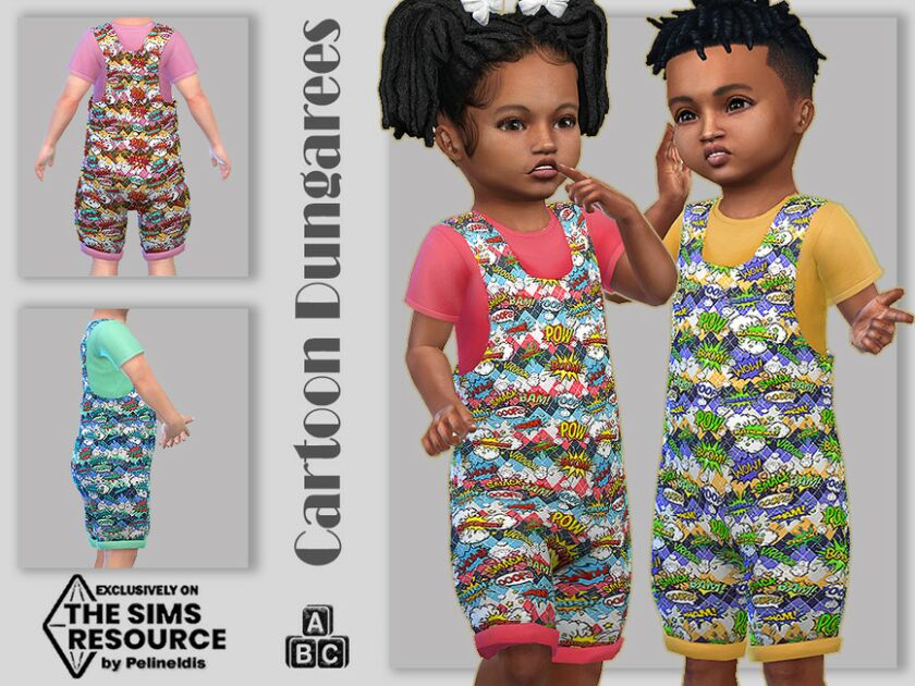 Cartoon Dungarees – Needs SP Toddler By Pelineldis Sims 4 CC