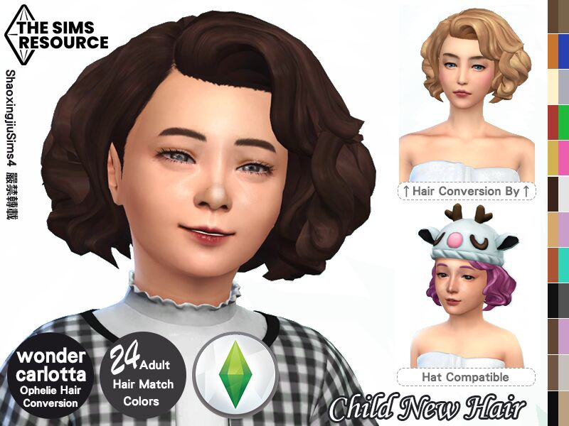 Child Ophelie Hair 24 Colors By Jeisse197 Sims 4 CC