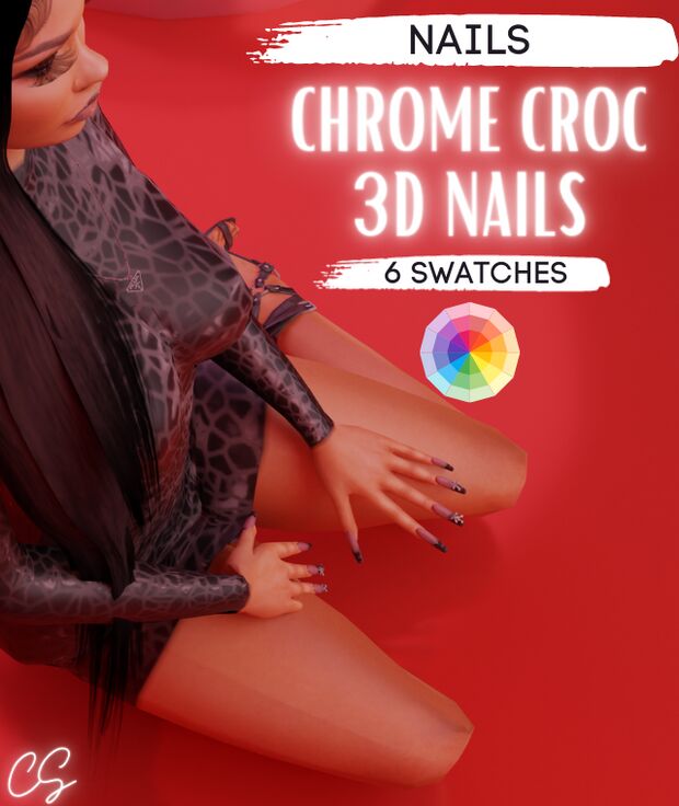 sims 4 cc chrome croc nails 4