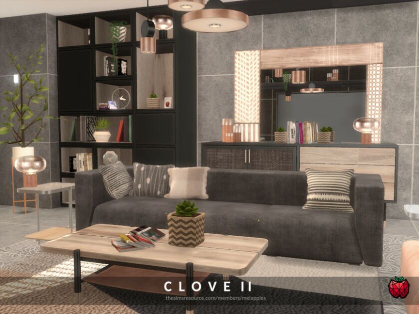 Clove – Living Room By Melapples Sims 4 CC