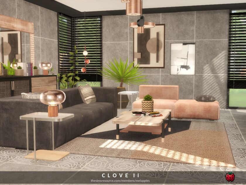 sims 4 cc clove living room by melapples 2