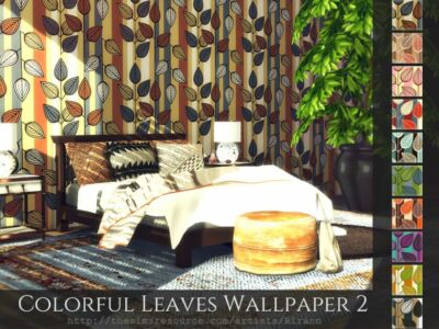 Colorful Leaves Wallpaper 2 By Rirann Sims 4 CC