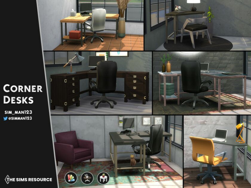 Corner Desks Sims 4 CC