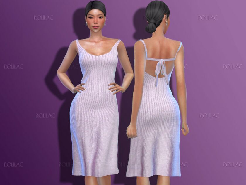 Cotton Midi Dress DO178 Sims 4 CC