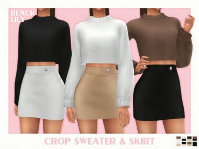 Crop Sweater & Skirt Sims 4 CC