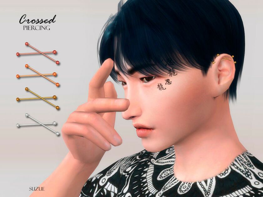 Crossed Piercing SET By Suzue Sims 4 CC