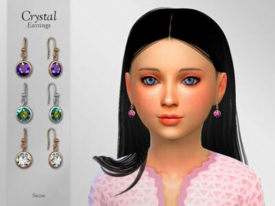 Crystal Earrings Child By Suzue Sims 4 CC