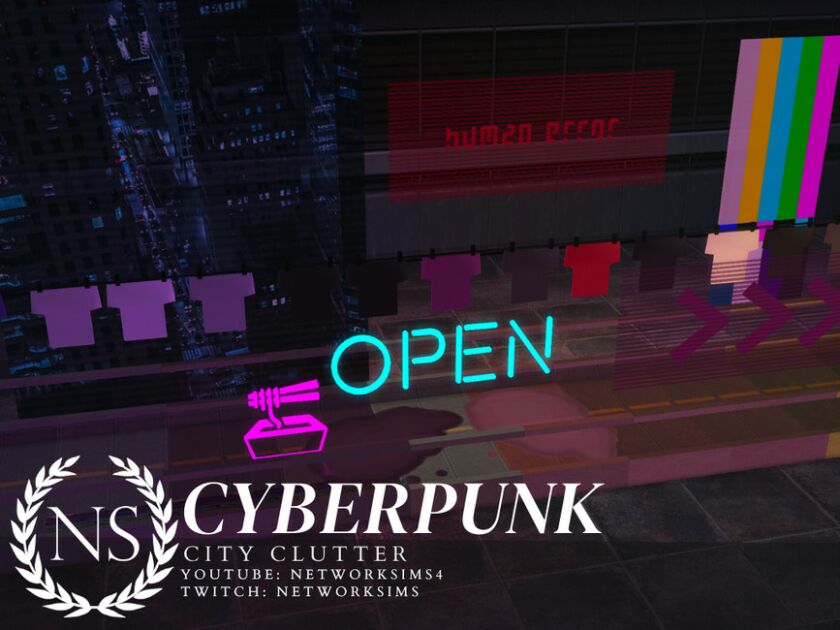 Cyberpunk City Clutter Sims 4 CC