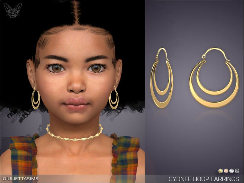 Cydnee Double Hoop Earrings For Kids By Feyona Sims 4 CC