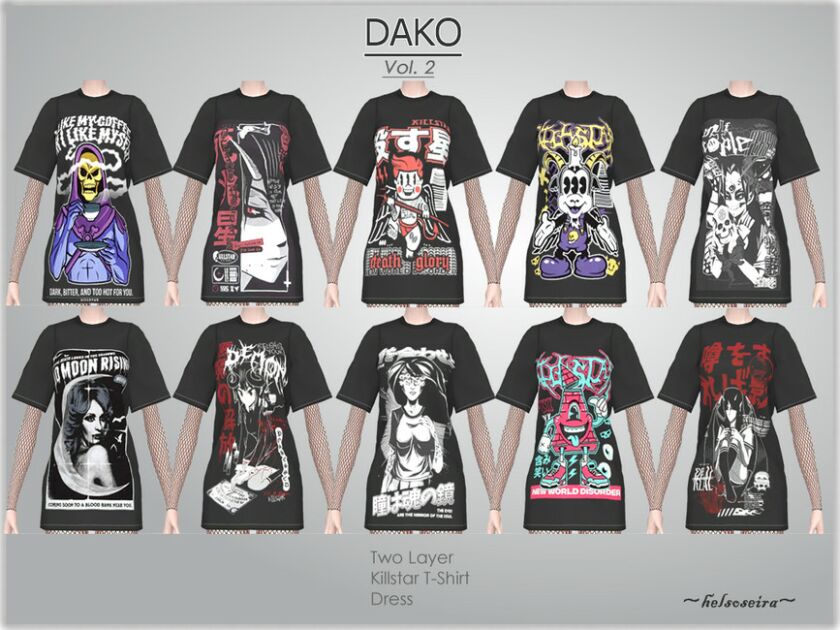 sims 4 cc dako vol 2 t shirt dress by helsoseira 2