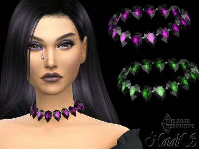 Dark GEM Statement Choker By Natalis Sims 4 CC