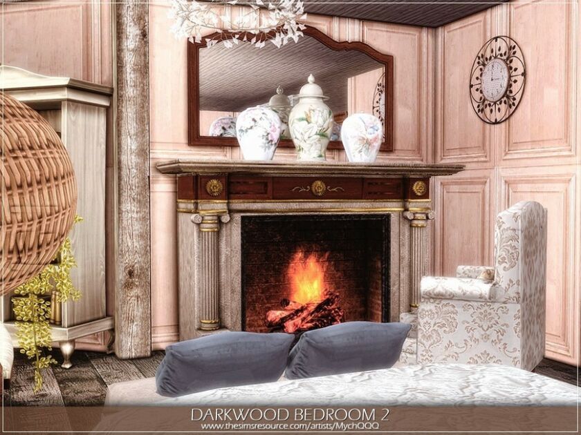 sims 4 cc darkwood bedroom 2 by mychqqq 3