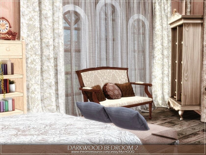 sims 4 cc darkwood bedroom 2 by mychqqq 4