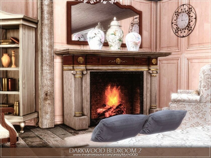 sims 4 cc darkwood bedroom 2 by mychqqq 6