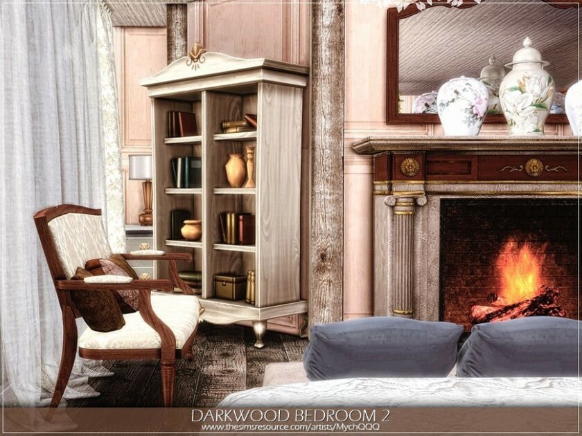 sims 4 cc darkwood bedroom 2 by mychqqq 7