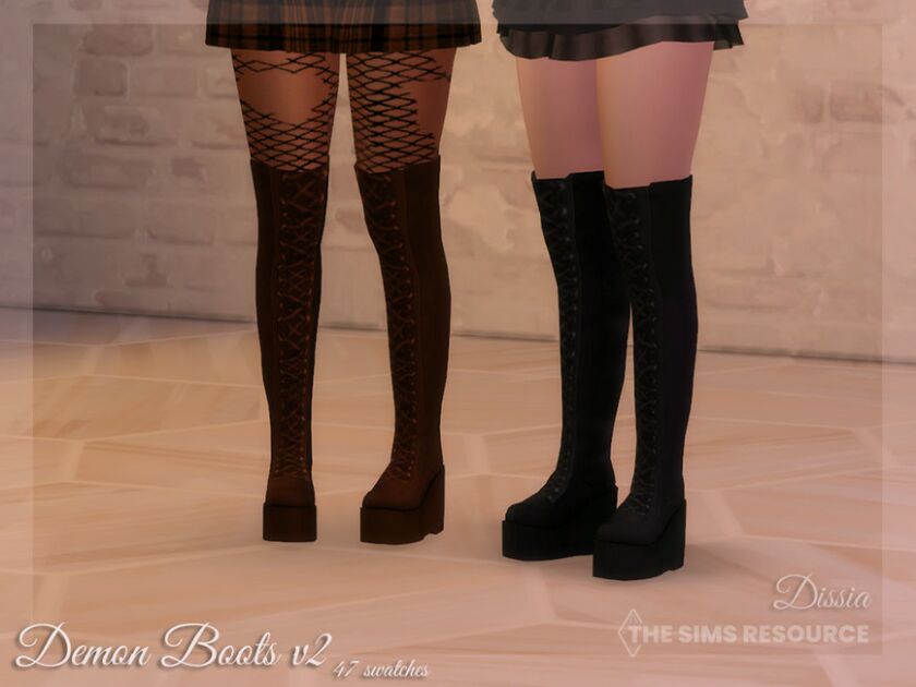 Demon Boots V2 (With Laces) By Dissia Sims 4 CC