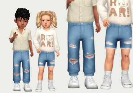 Destroyed Jeans & Distressed Shorts By Casteru Sims 4 CC