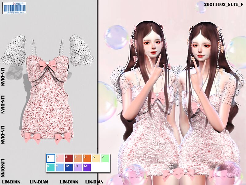 [Dian]Diamond Halter Sequins Dress Sims 4 CC