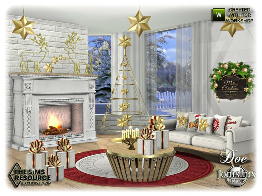 DOE Christmas Living Room By Jomsims Sims 4 CC