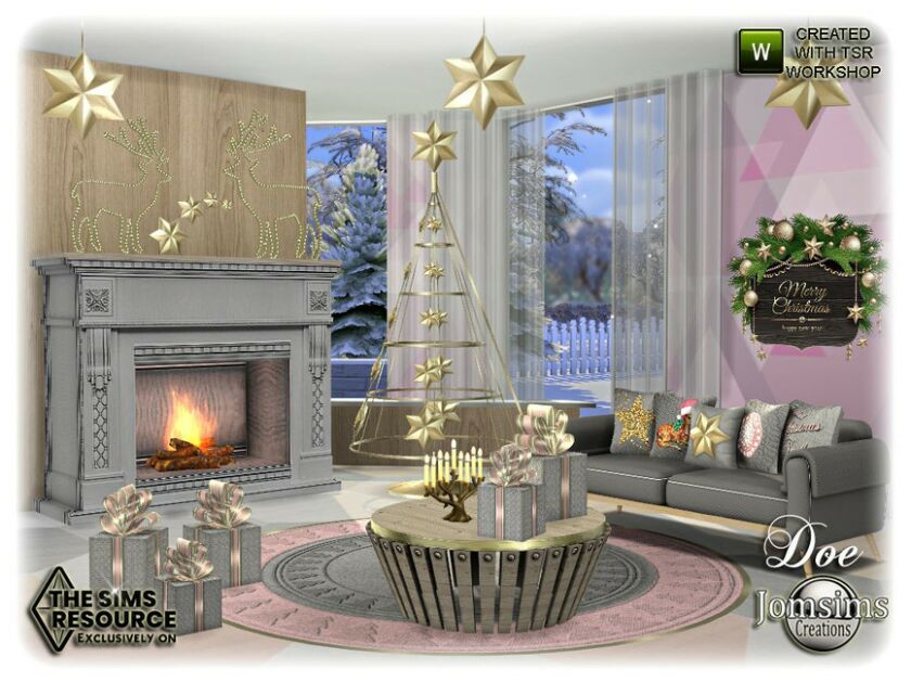 sims 4 cc doe christmas living room by jomsims 2