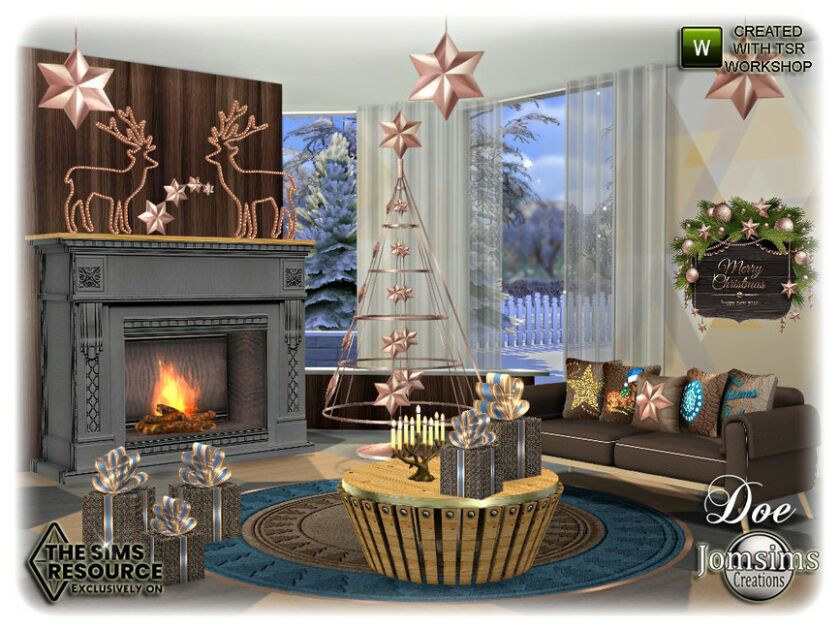 sims 4 cc doe christmas living room by jomsims 3